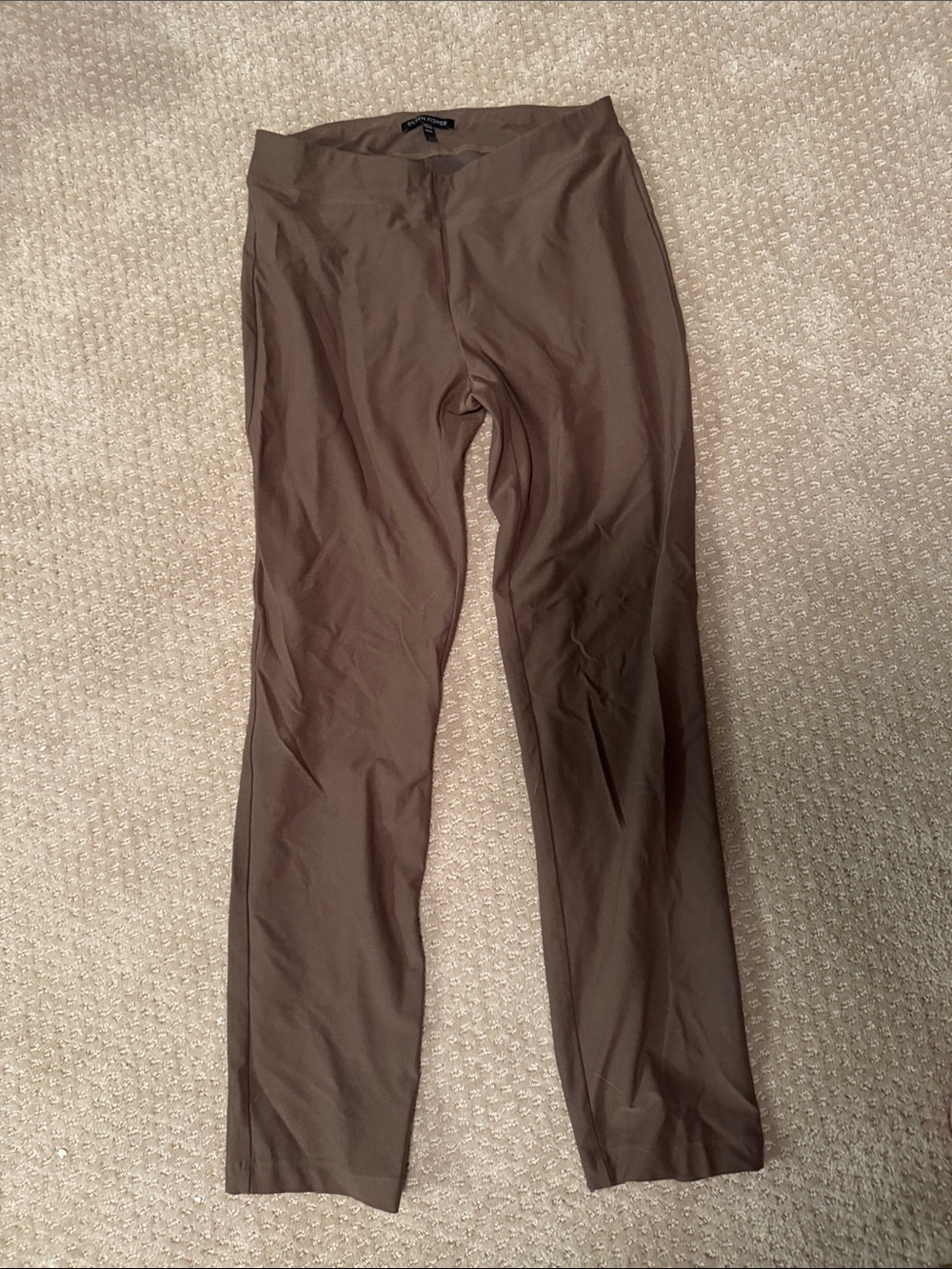 Eileen Fisher Brown Cropped Straight-Leg Pants